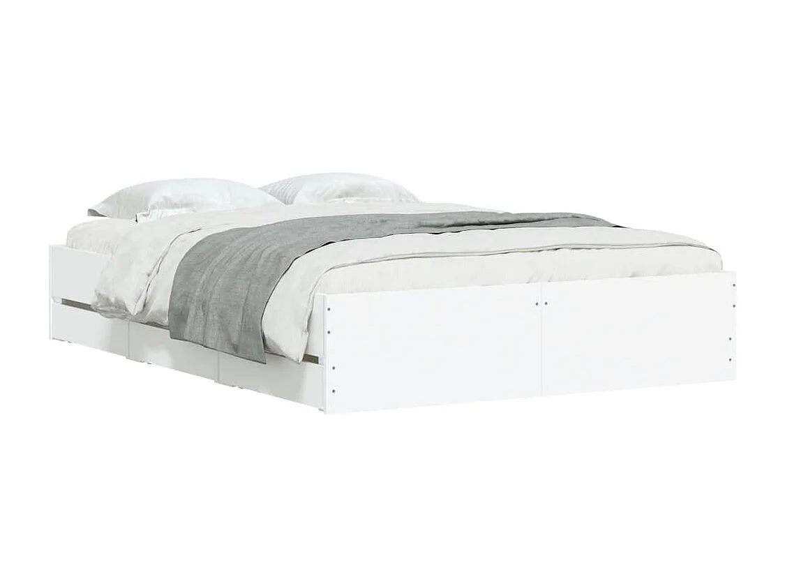 Lit simple | Lit adulte, enfant | Cadre de lit avec tiroirs blanc 120x200 cm