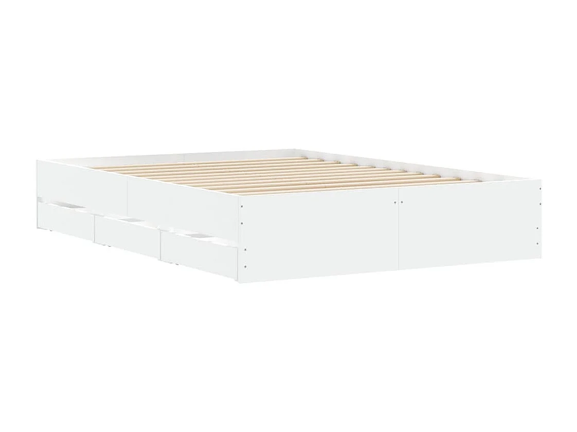 Lit simple | Lit adulte, enfant | Cadre de lit avec tiroirs blanc 120x200 cm
