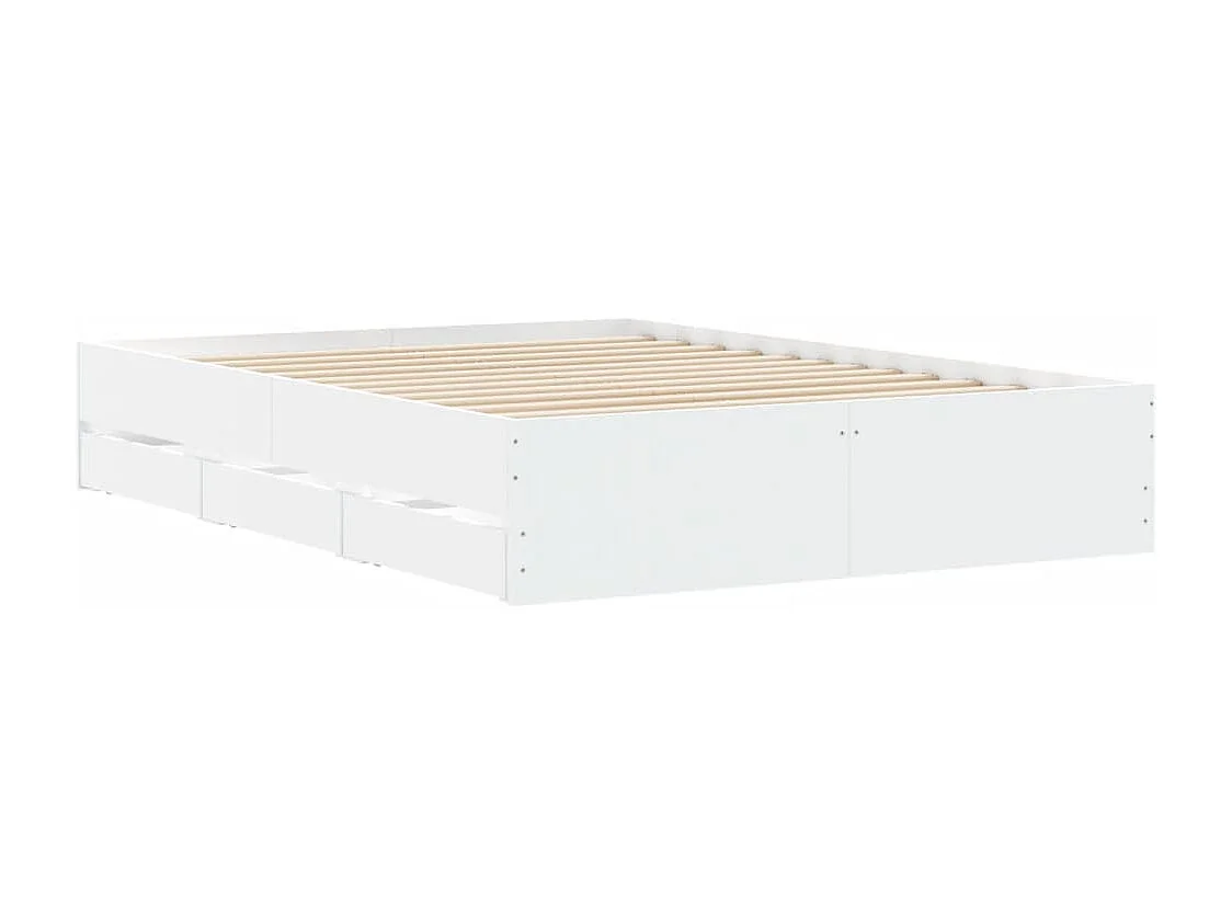 Lit simple | Lit adulte, enfant | Cadre de lit avec tiroirs blanc 120x200 cm