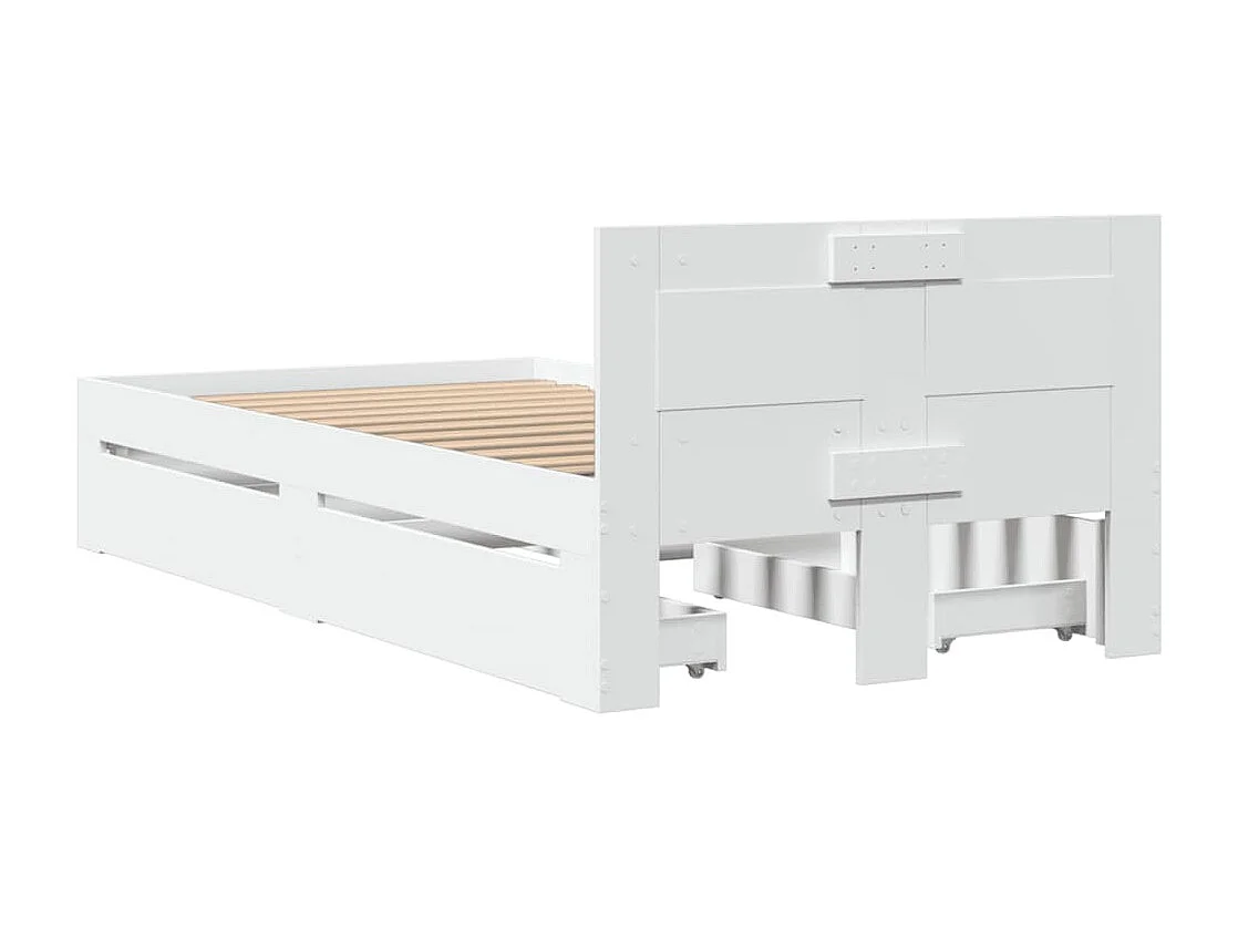 Lit simple | Lit adulte, enfant | Cadre de lit avec tête de lit blanc 90x200 cm