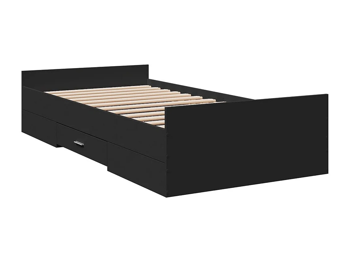 Lit simple | Lit adulte, enfant | Cadre de lit avec tiroirs noir 100x200 cm