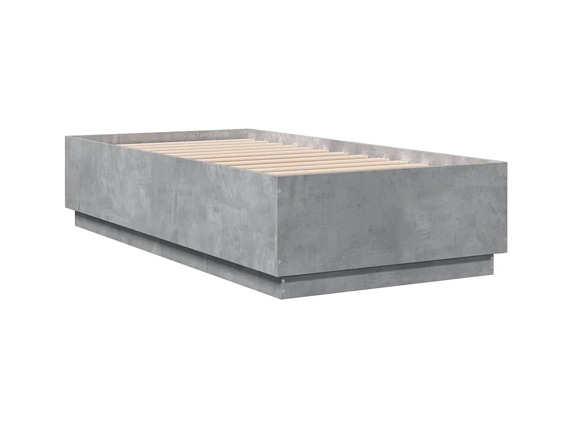 Lit simple | Lit adulte, enfant | Cadre de lit avec LED gris béton 75x190 cm