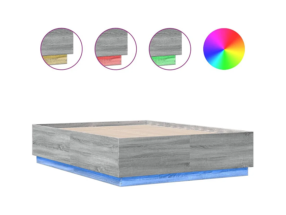 Lit simple | Lit adulte, enfant | Cadre de lit avec LED sonoma gris 120x190 cm