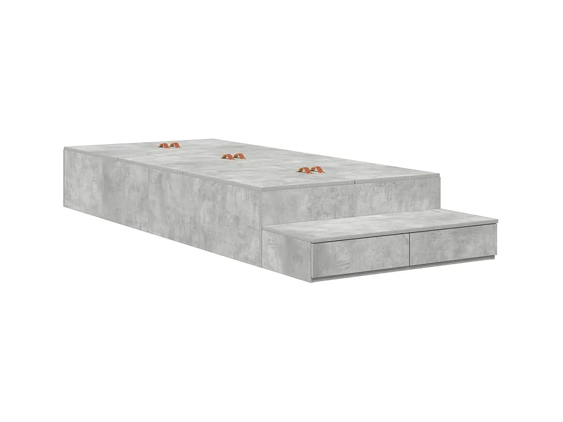 Lit simple | Lit adulte, enfant | Cadre de lit avec rangement Gris béton 236.5x80x31.5 cm