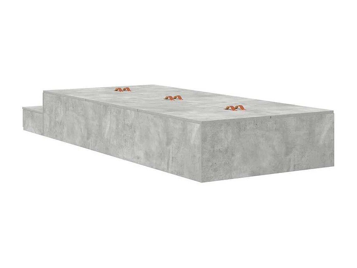 Lit simple | Lit adulte, enfant | Cadre de lit avec rangement Gris béton 236.5x80x31.5 cm