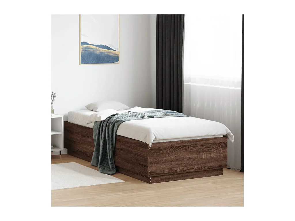 Lit simple | Lit adulte, enfant | Cadre de lit avec LED chêne marron 100x200 cm
