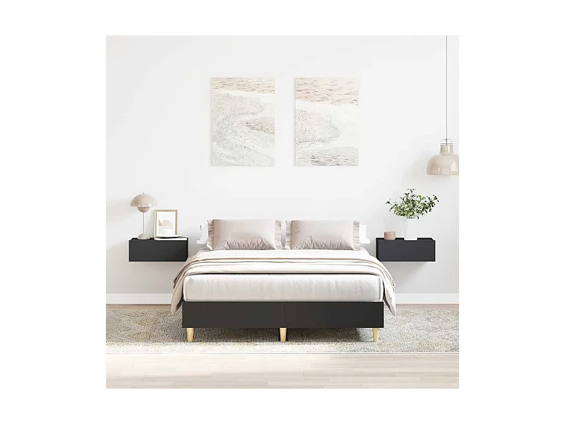 Lit double | Lit adulte | Cadre de lit noir 140x190 cm bois d'ingénierie