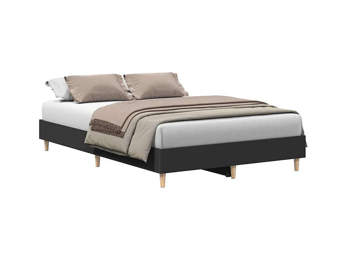 Lit double | Lit adulte | Cadre de lit noir 140x190 cm bois d'ingénierie