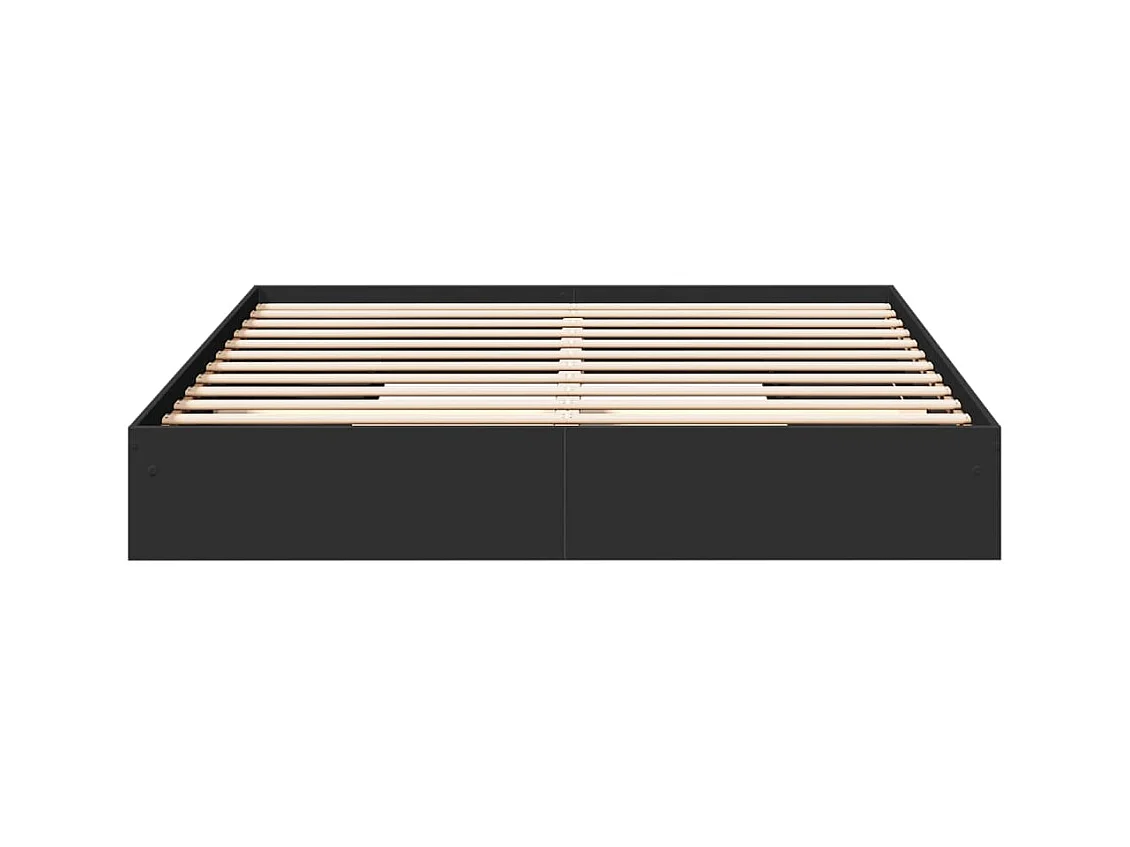Lit double | Lit adulte | Cadre de lit avec tiroirs noir 200x200 cm