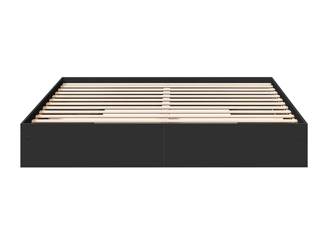 Lit double | Lit adulte | Cadre de lit avec tiroirs noir 200x200 cm