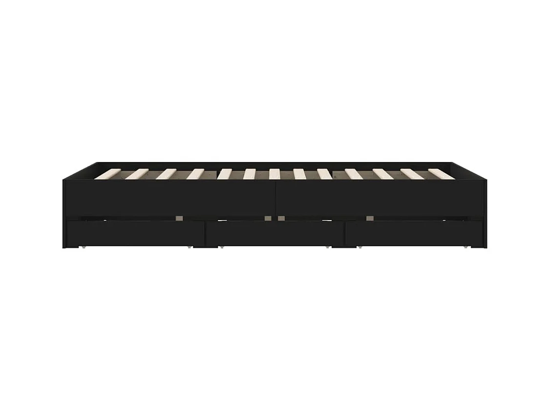 Lit simple | Lit adulte, enfant | Cadre de lit avec tiroirs noir 120x200 cm