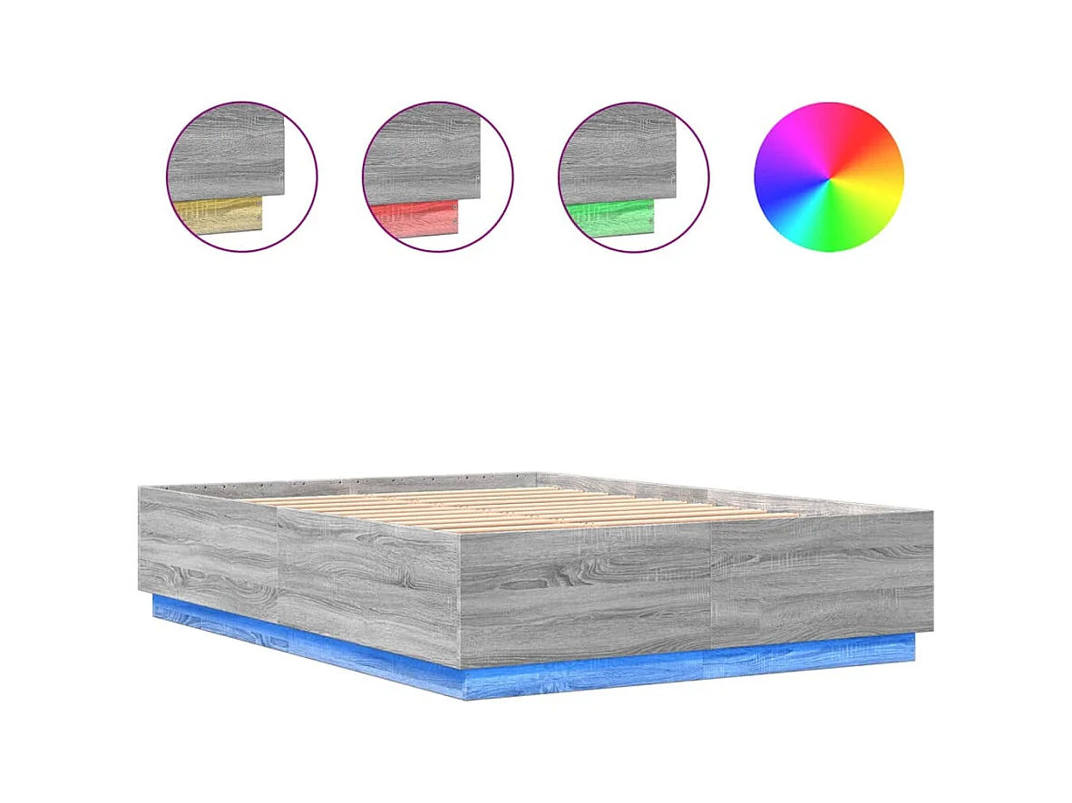 Lit double | Lit adulte | Cadre de lit avec LED sonoma gris 160x200 cm