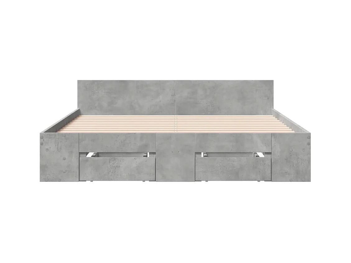 Lit simple | Lit adulte, enfant | Cadre de lit avec tiroirs gris béton 120x190 cm