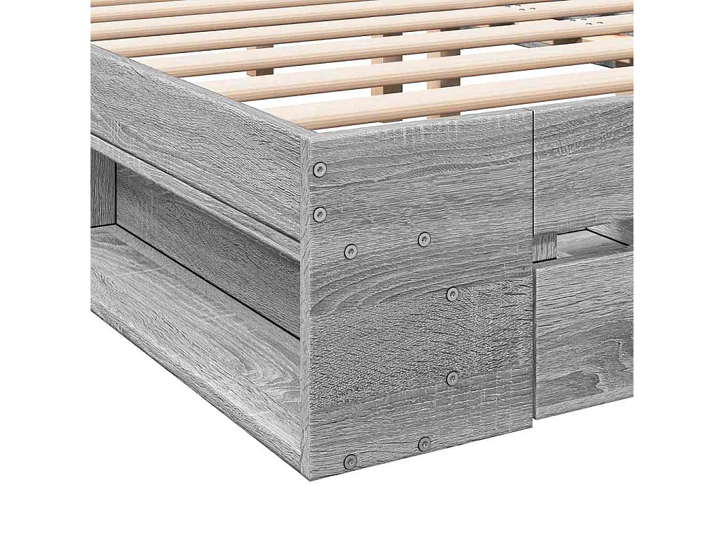 Lit double | Lit adulte | Cadre de lit avec tiroirs sonoma gris 150x200 cm