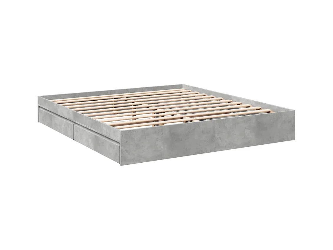 Lit double | Lit adulte | Cadre de lit avec tiroirs gris béton 180x200 cm