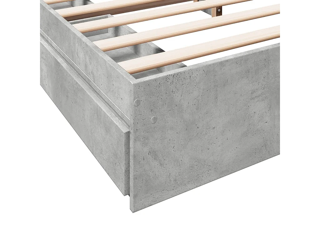 Lit double | Lit adulte | Cadre de lit avec tiroirs gris béton 180x200 cm