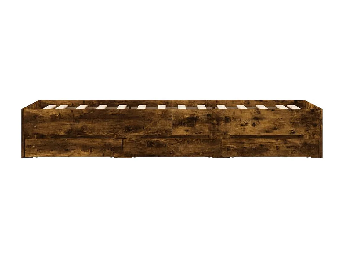 Lit simple | Lit adulte, enfant | Cadre de lit avec tiroirs chêne fumé 75x190 cm