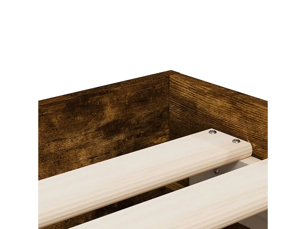 Lit simple | Lit adulte, enfant | Cadre de lit avec tiroirs chêne fumé 75x190 cm