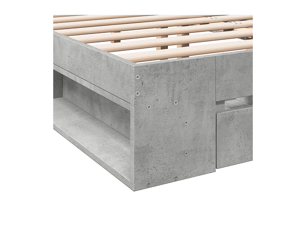 Lit double | Lit adulte | Cadre de lit avec tiroirs gris béton 160x200 cm