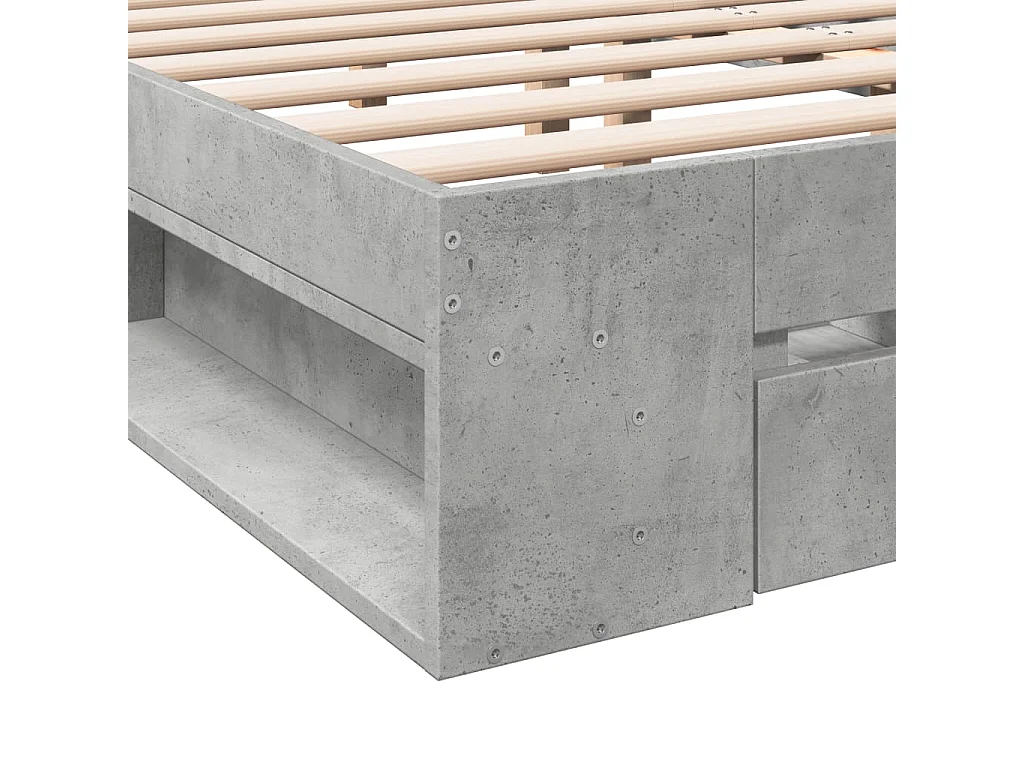 Lit double | Lit adulte | Cadre de lit avec tiroirs gris béton 160x200 cm