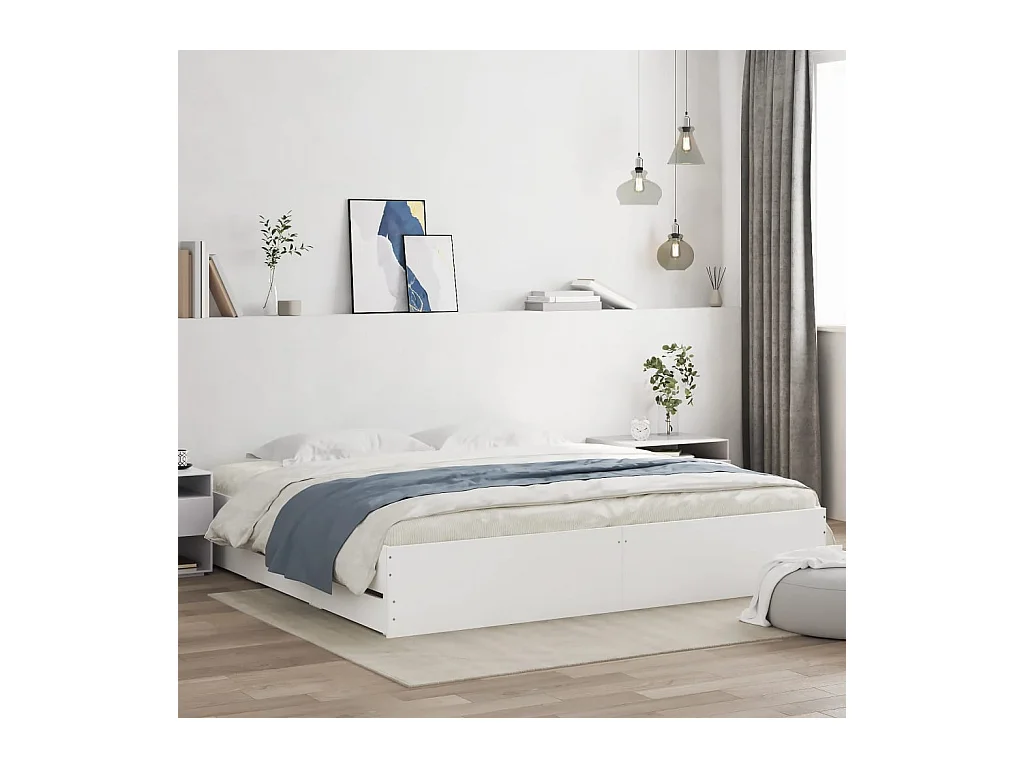 Lit double | Lit adulte | Cadre de lit avec tiroirs blanc 160x200 cm