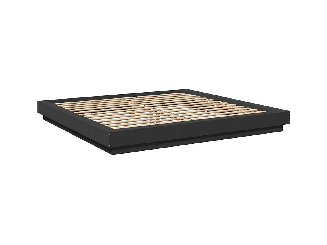 Lit double | Lit adulte | Cadre de lit avec lumières LED noir 200x200 cm