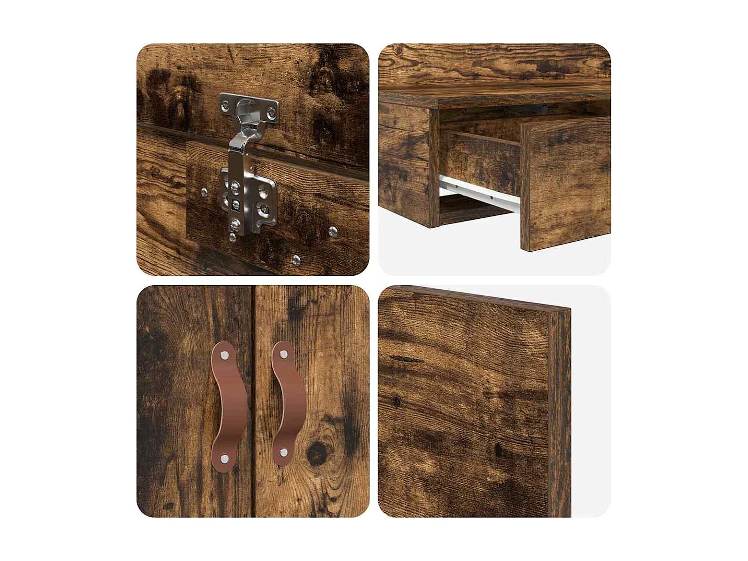 Lit simple | Lit adulte, enfant | Cadre de lit avec rangement Chêne fumé 236.5x90x31.5 cm