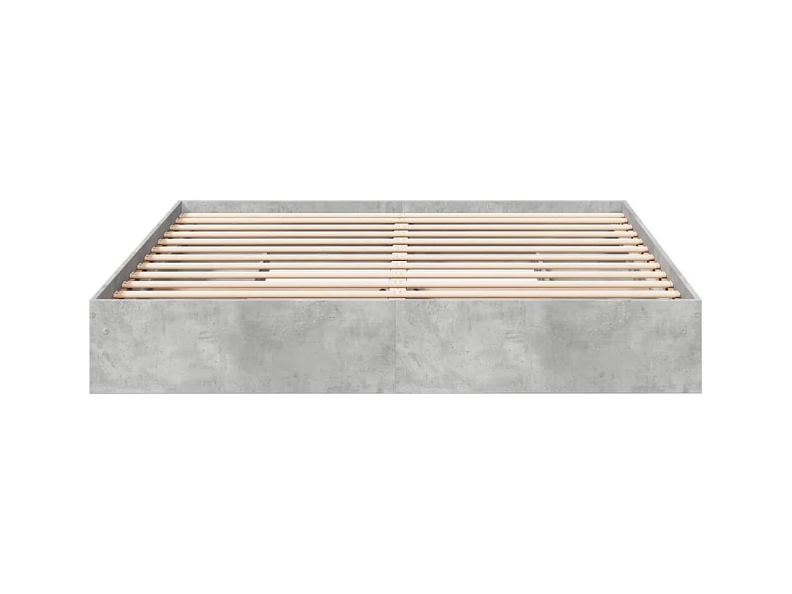 Lit double | Lit adulte | Cadre de lit avec tiroirs gris béton 200x200 cm