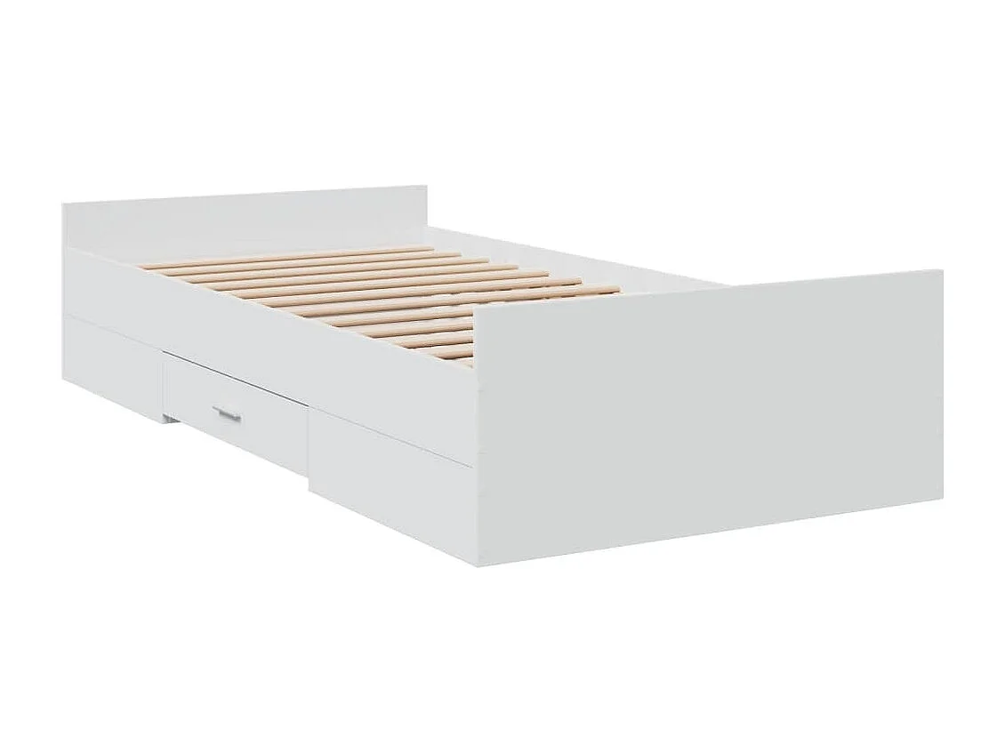 Lit simple | Lit adulte, enfant | Cadre de lit avec tiroirs blanc 75x190 cm