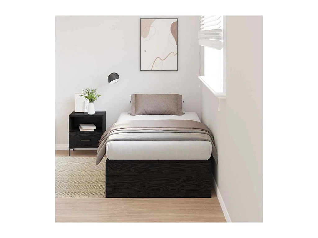 Lit simple | Lit adulte, enfant | Cadre de lit en chêne noir 100x200 cm