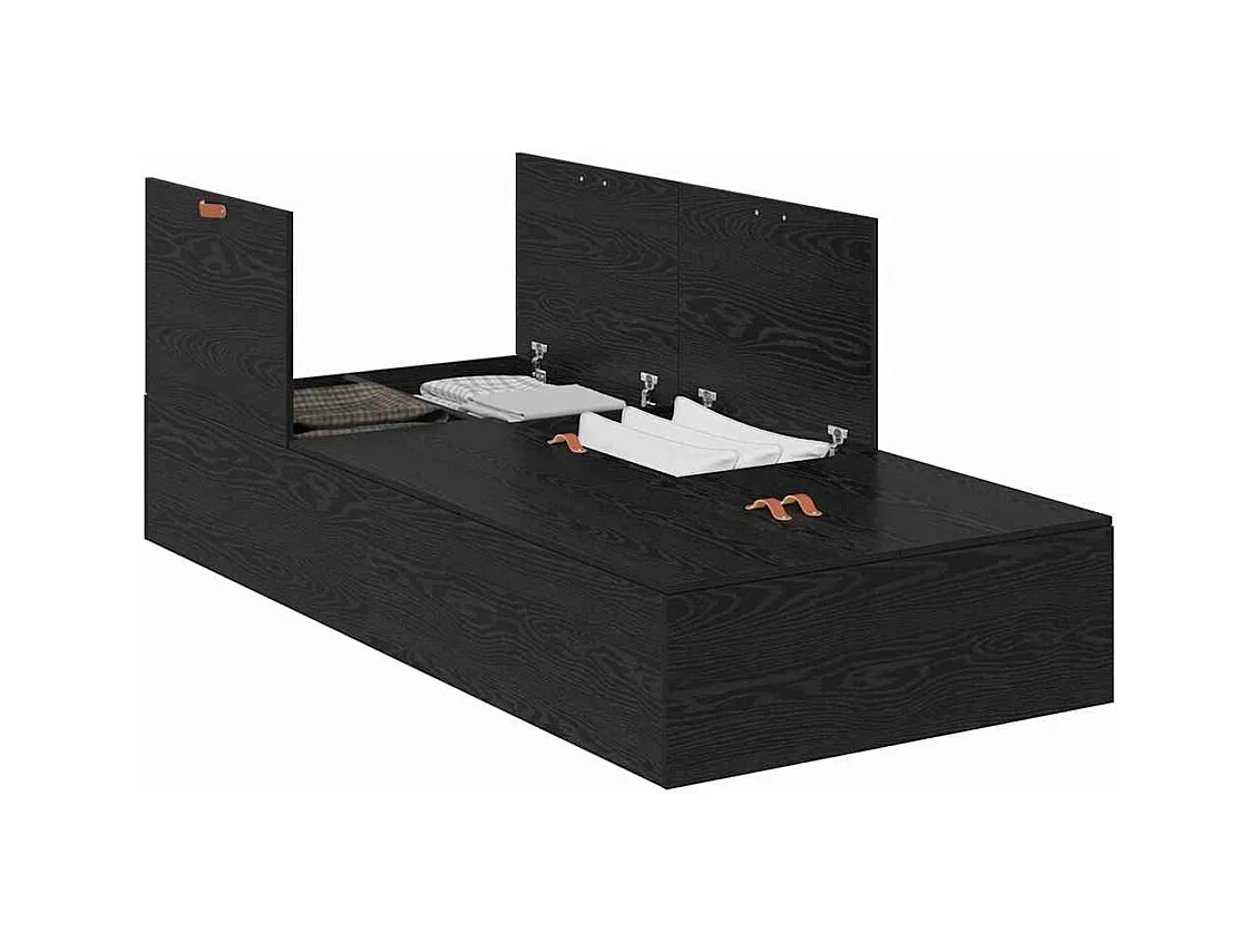 Lit simple | Lit adulte, enfant | Cadre de lit en chêne noir 100x200 cm