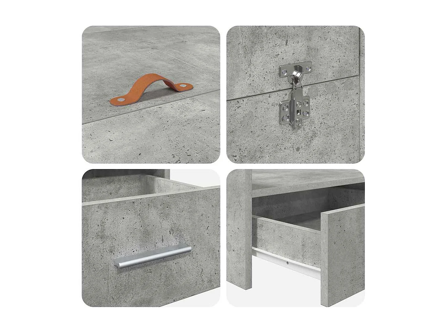 Lit simple | Lit adulte, enfant | Cadre de lit avec rangement avec tiroir Gris béton 120x200 cm