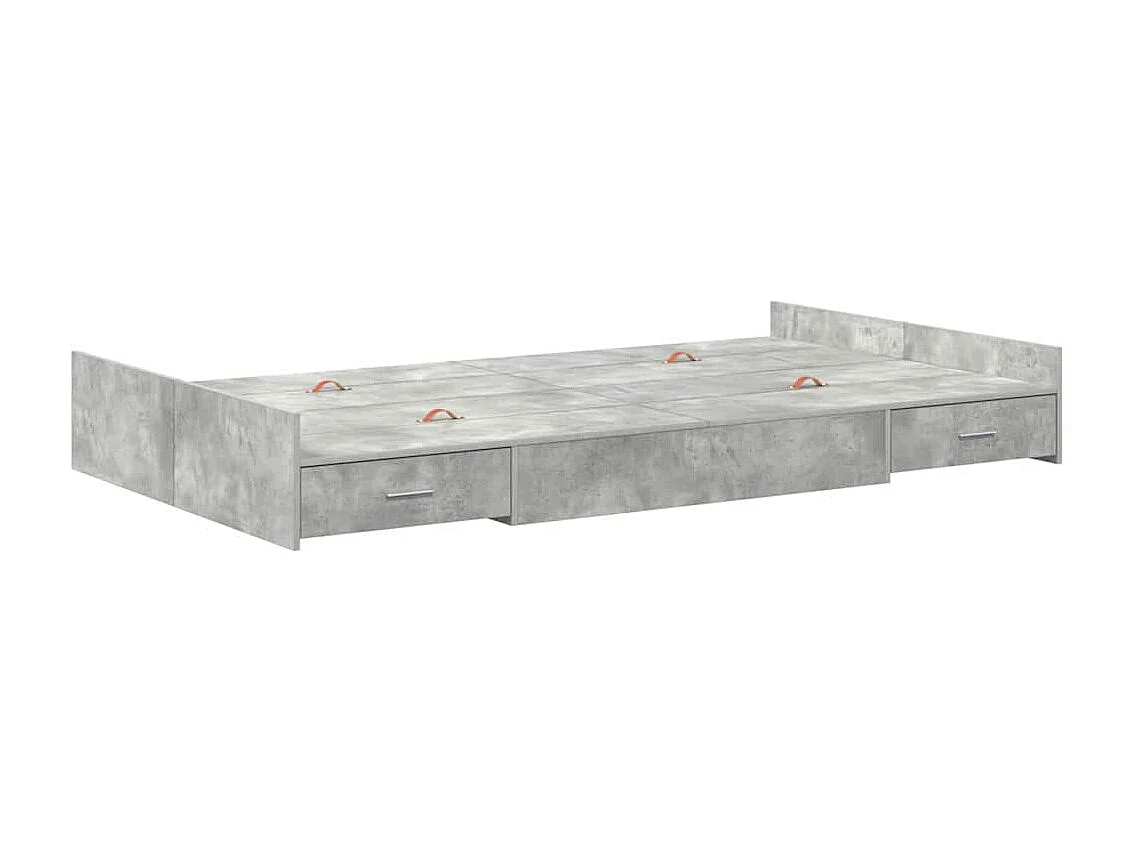 Lit simple | Lit adulte, enfant | Cadre de lit avec rangement avec tiroir Gris béton 120x200 cm