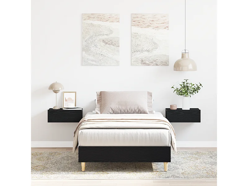 Lit simple | Lit adulte, enfant | Cadre de lit Chêne noir 100x200 cm Bois d'ingénierie