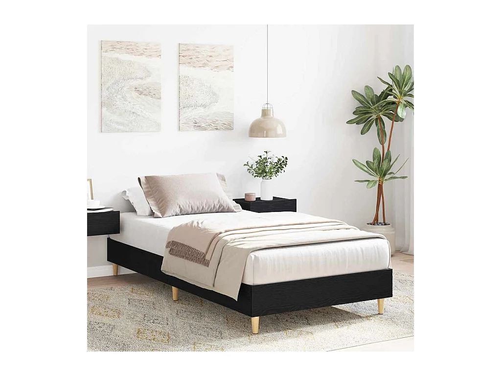 Lit simple | Lit adulte, enfant | Cadre de lit Chêne noir 100x200 cm Bois d'ingénierie