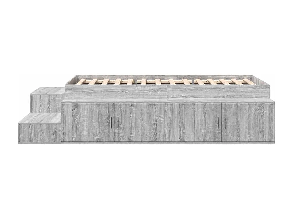 Lit simple | Lit adulte, enfant | Cadre de lit avec rangement Sonoma gris 234x103x53.5 cm