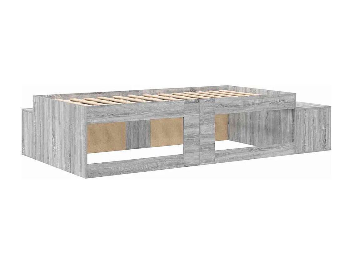Lit simple | Lit adulte, enfant | Cadre de lit avec rangement Sonoma gris 234x103x53.5 cm