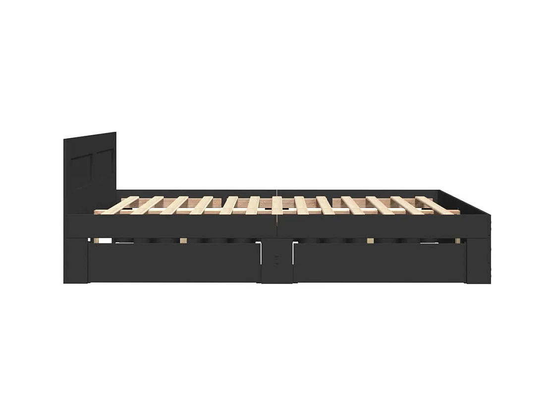 Lit simple | Lit adulte, enfant | Cadre de lit avec tête de lit noir 120x190 cm