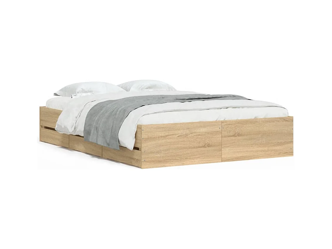 Lit simple | Lit adulte, enfant | Cadre de lit avec tiroirs chêne sonoma 120x190 cm