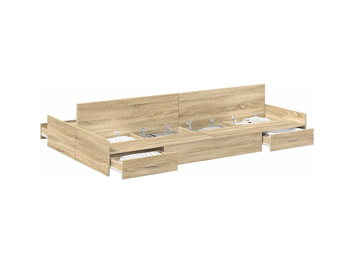 Lit simple | Lit adulte, enfant | Cadre de lit avec rangement Chêne sonoma 120x190 cm
