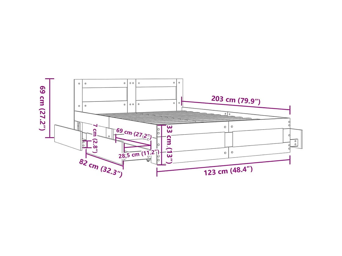 Lit simple | Lit adulte, enfant | Cadre de lit avec tête de lit noir 120x200 cm