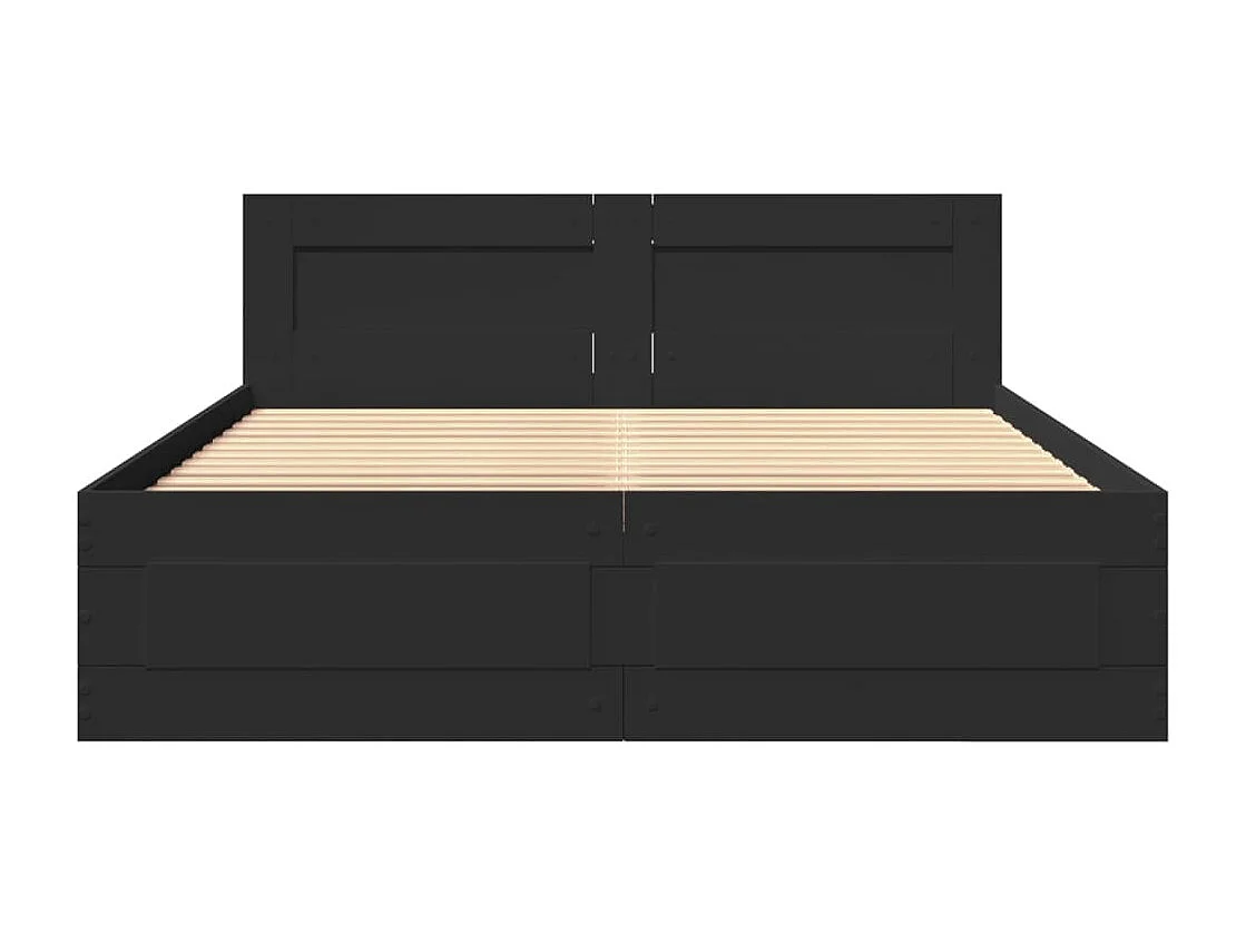 Lit simple | Lit adulte, enfant | Cadre de lit avec tête de lit noir 120x200 cm