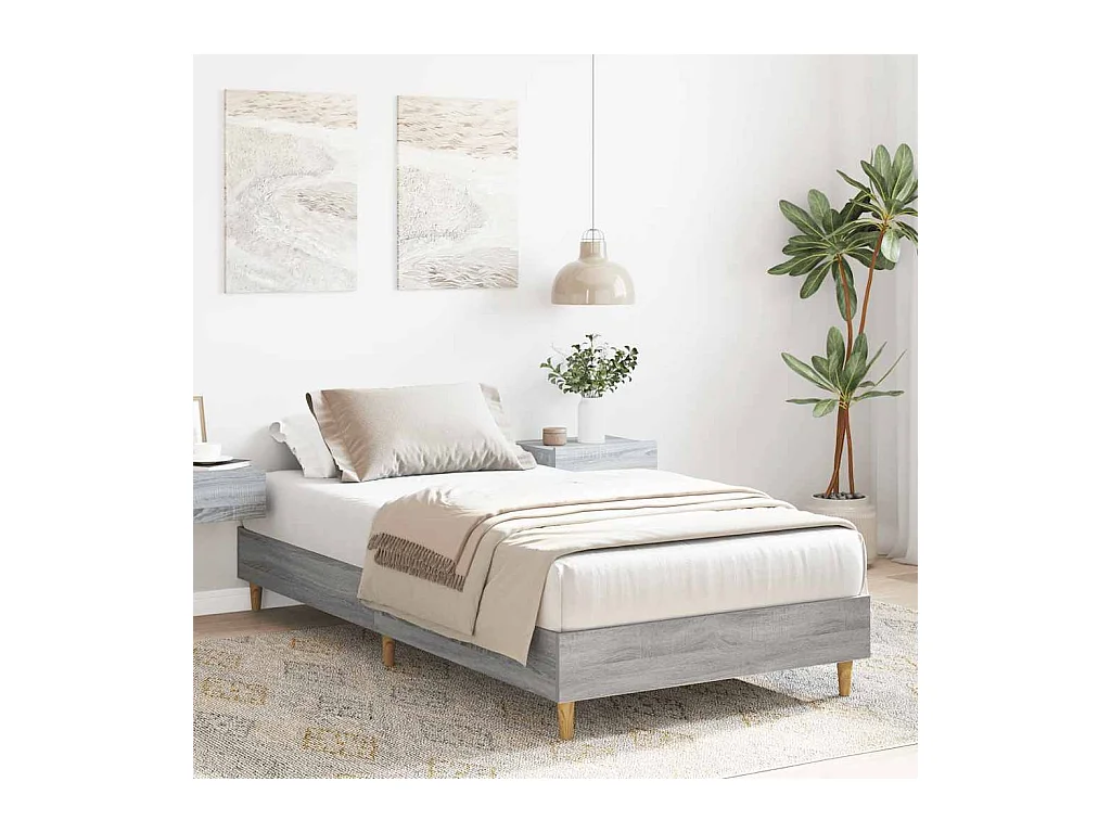 Lit simple | Lit adulte, enfant | Cadre de lit sonoma gris 100x200 cm