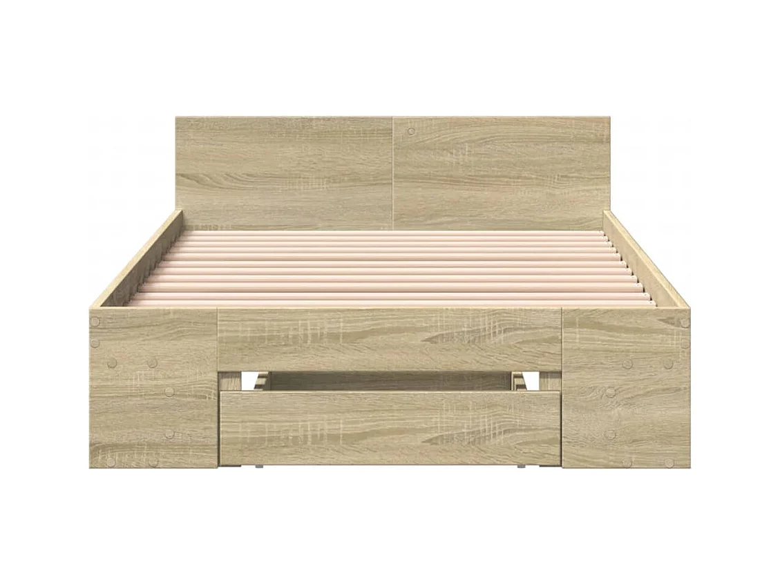 Lit simple | Lit adulte, enfant | Cadre de lit avec tiroir chêne sonoma 100x200 cm