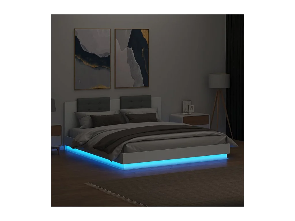 Lit double | Lit adulte | Cadre de lit avec LED blanc 160x200 cm