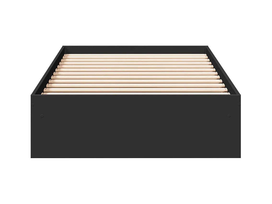 Lit simple | Lit adulte, enfant | Cadre de lit avec tiroirs noir 90x190 cm