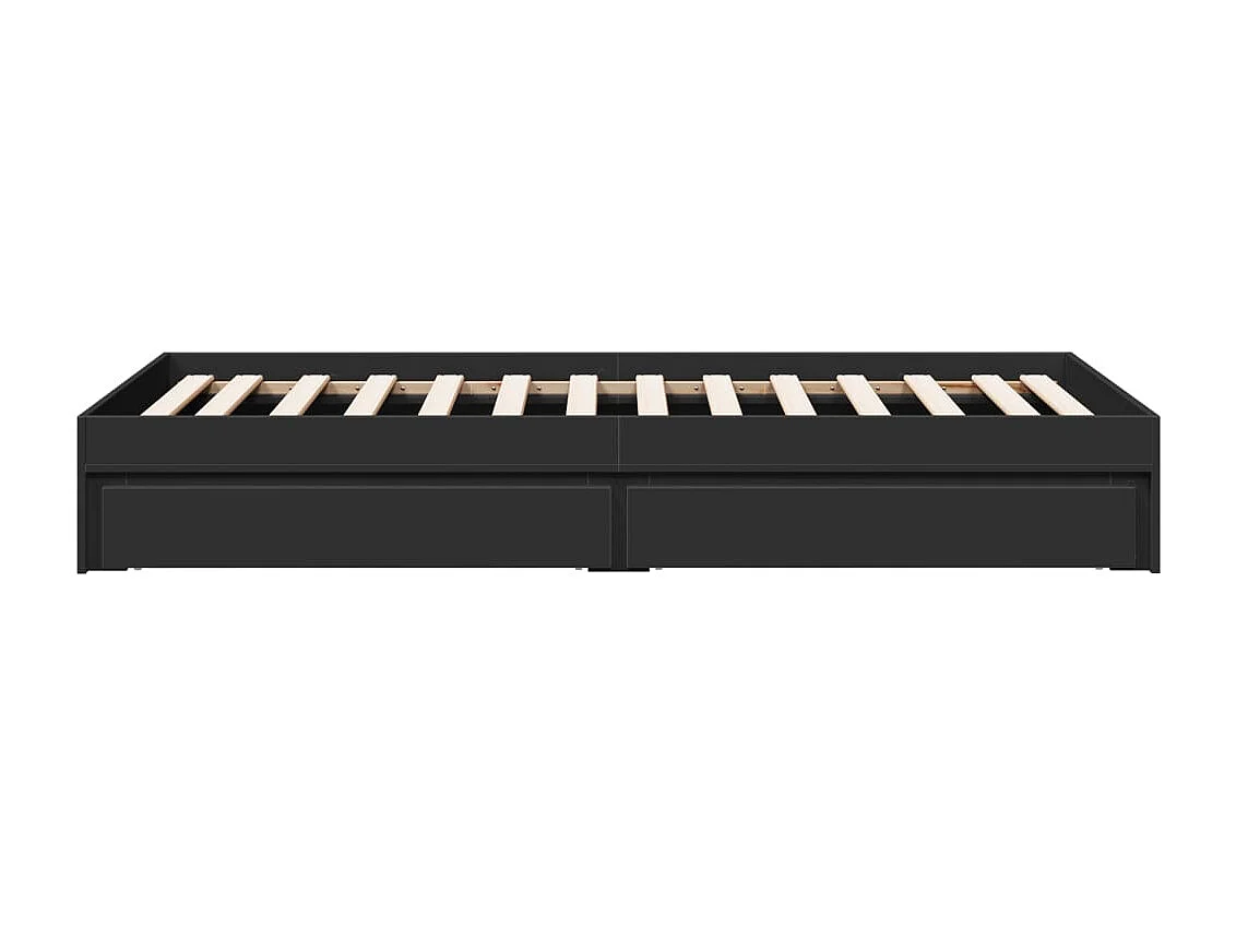 Lit simple | Lit adulte, enfant | Cadre de lit avec tiroirs noir 90x190 cm