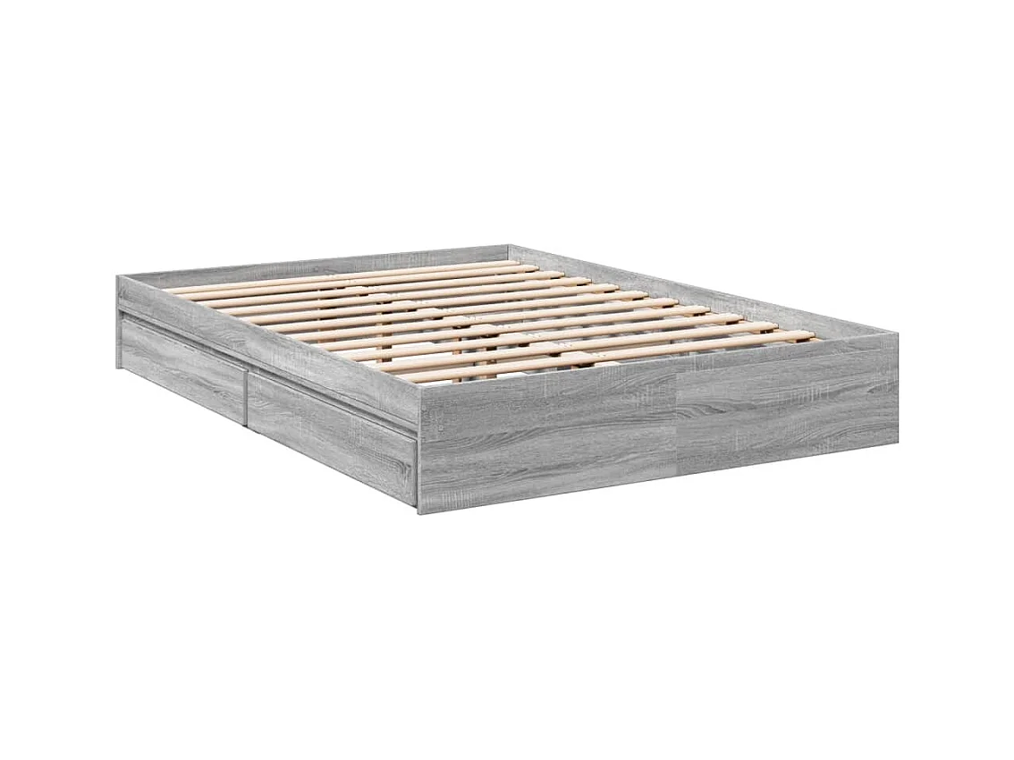 Lit simple | Lit adulte, enfant | Cadre de lit avec tiroirs sonoma gris 120x200 cm