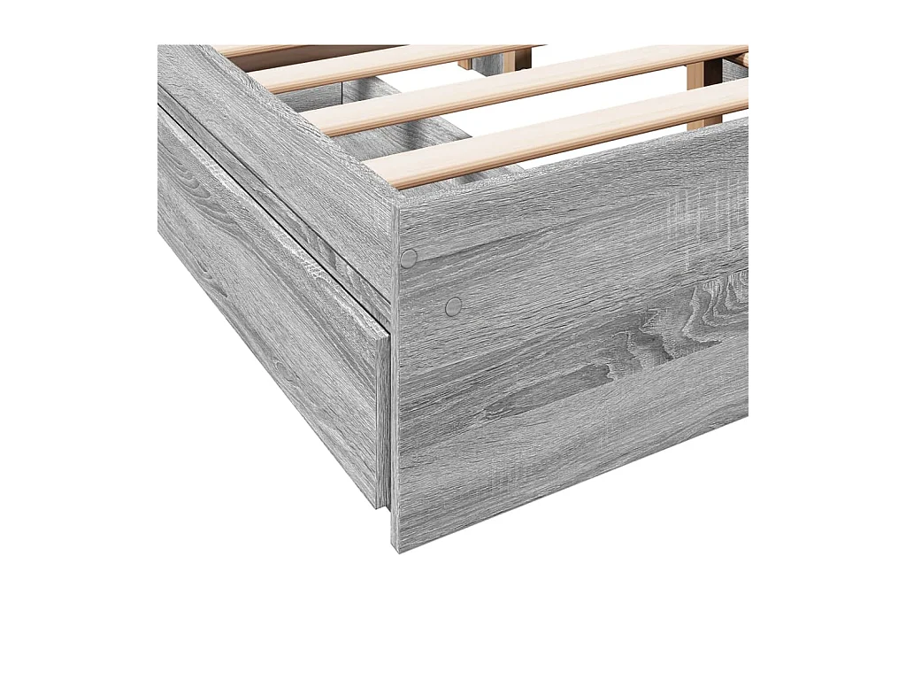 Lit simple | Lit adulte, enfant | Cadre de lit avec tiroirs sonoma gris 120x200 cm