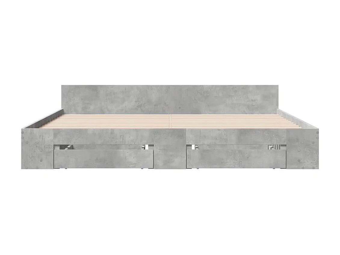 Lit double | Lit adulte | Cadre de lit avec tiroirs gris béton 200x200 cm